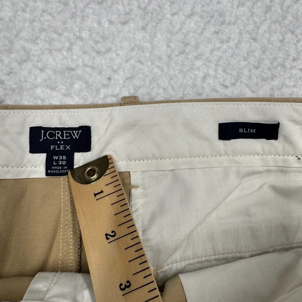 J CREW Chino Pants‎ Mercantile Flex Slim Stretch Khaki Beige Men's Size 35x30